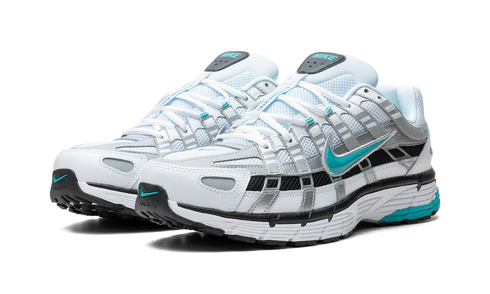 Nike P-6000 Dusty Cactus in white, silver, and turquoise, available at ASEY SHOP Morocco.