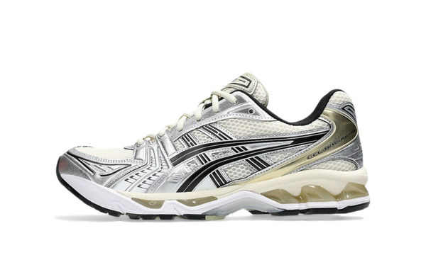 alt="ASICS GEL-KAYANO 14 Birch Pure Silver Maroc – Vue latérale"