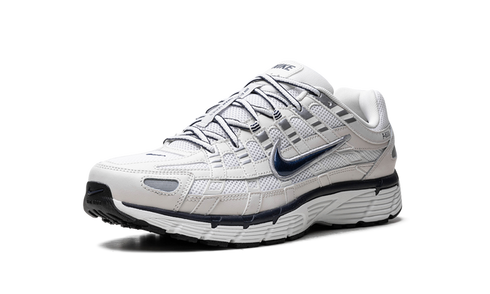 Nike P-6000 Obsidian Summit White sneaker with navy and white mesh-leather layers, available at ASEY SHOP Morocco.