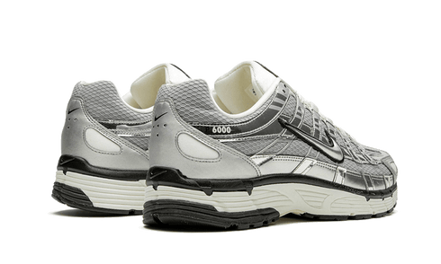 Nike P-6000 Metallic Silver sneaker with mesh and leather overlays, available at ASEY SHOP Morocco.