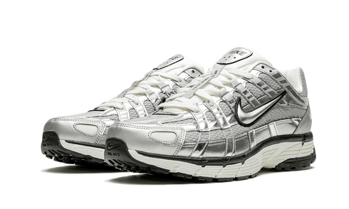 Nike P-6000 Metallic Silver sneaker with mesh and leather overlays, available at ASEY SHOP Morocco.