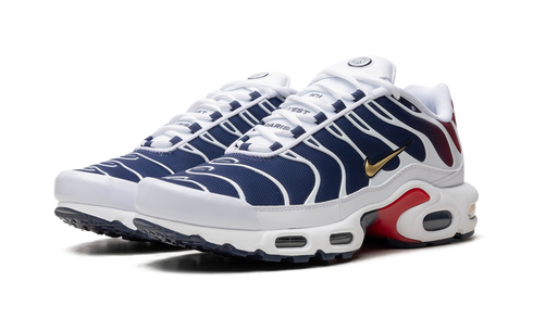 Nike Air Max Plus PSG edition sneaker in navy, red, and white, available at ASEY SHOP Morocco.