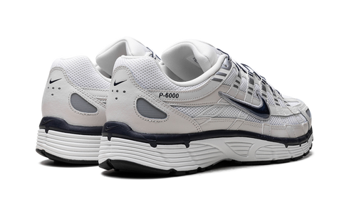 Nike P-6000 Obsidian Summit White sneaker with navy and white mesh-leather layers, available at ASEY SHOP Morocco.