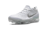 Close-up of Nike VaporMax 2023 Flyknit sneaker details in White/Sky Grey