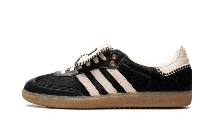 Adidas Samba Wales Bonner Black Pony Hair sneakers with gum sole, available at ASEY SHOP Morocco.