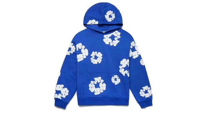 Denim Tears Hoodie The Cotton Wreath Blue front view
