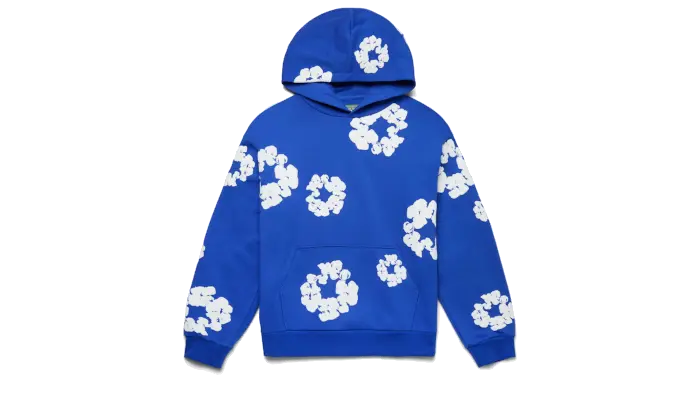 Denim Tears Hoodie The Cotton Wreath Blue front view
