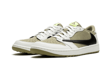 Charger l&#39;image dans la galerie, Air Jordan 1 Retro Low Golf Travis Scott Neutral Olive sneakers with reverse Swoosh, available at ASEY SHOP Morocco.
