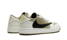 Charger l&#39;image dans la galerie, Air Jordan 1 Retro Low Golf Travis Scott Neutral Olive sneakers with reverse Swoosh, available at ASEY SHOP Morocco.
