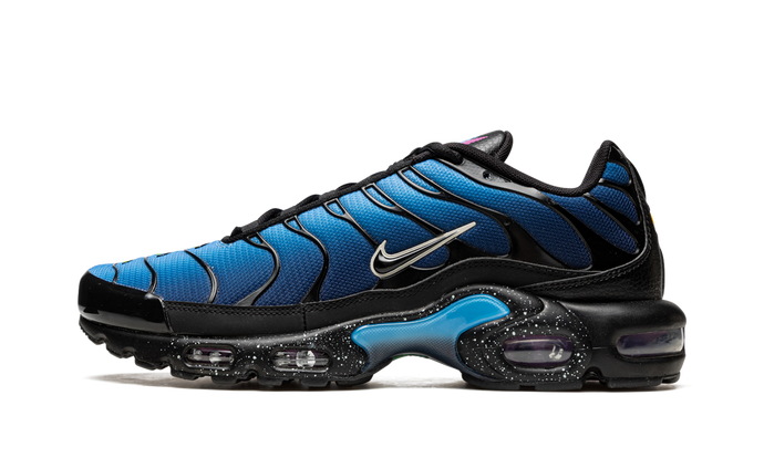 Nike Air Max Plus Stargazing sneaker in purple, blue, and black gradient, available at ASEY SHOP Morocco.


