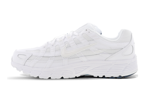 Nike P-6000 Triple White all-white sneaker with mesh and leather design, available at ASEY SHOP Morocco.

