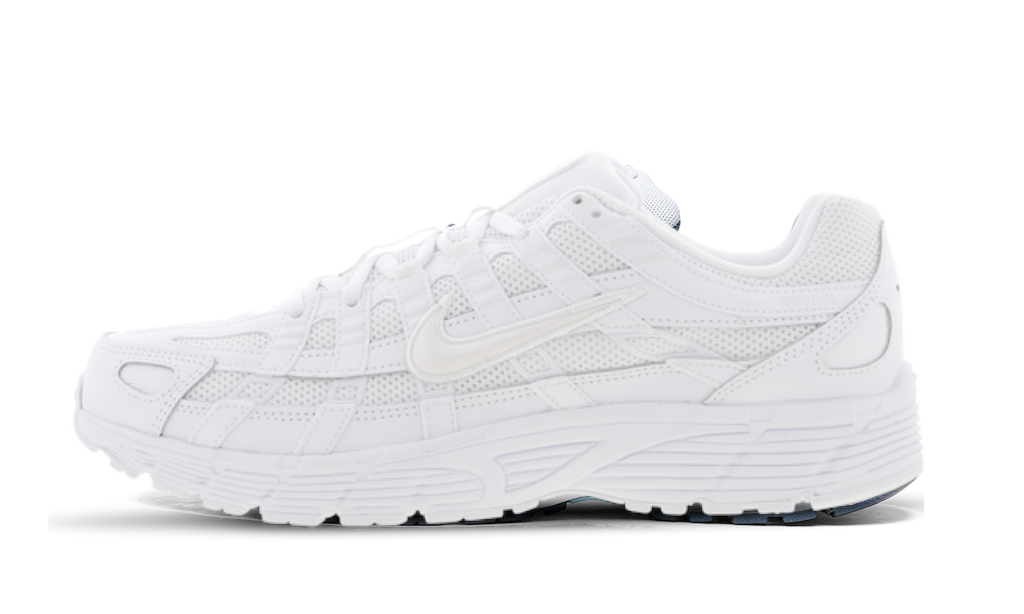 Nike P-6000 Triple White all-white sneaker with mesh and leather design, available at ASEY SHOP Morocco.

