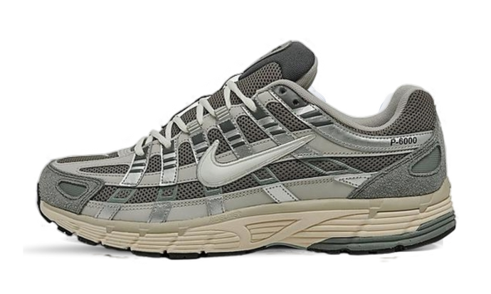 Nike P-6000 Premium Casual sneaker in grey suede and mesh, available at ASEY SHOP Morocco.

