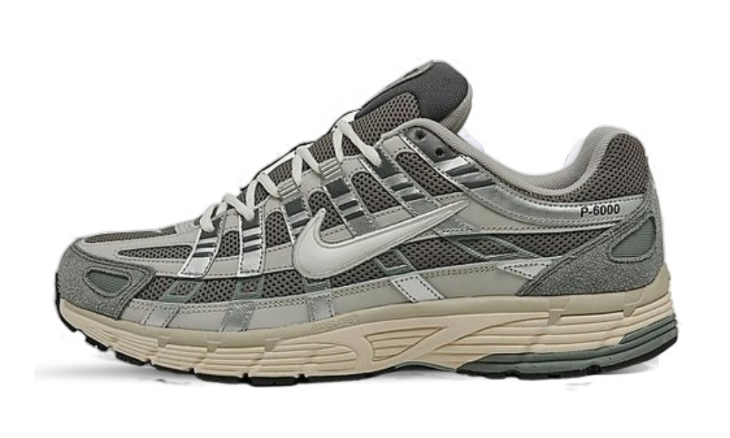 Nike P-6000 Premium Casual sneaker in grey suede and mesh, available at ASEY SHOP Morocco.

